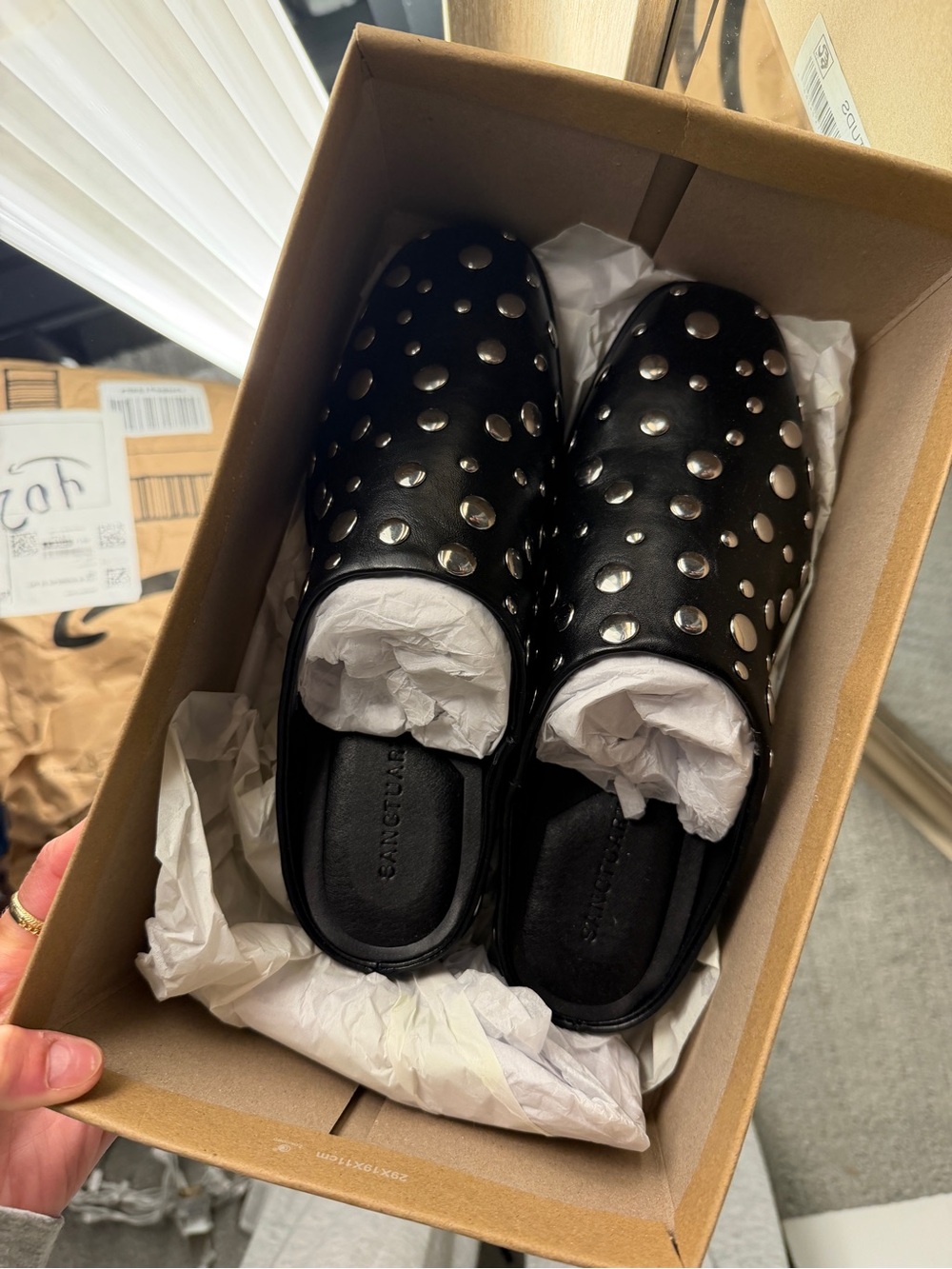 Sanctuary Black Studded Slip-On mules